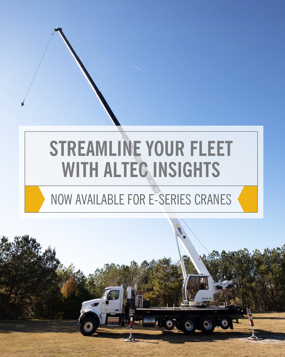 Altec Insights is now available for E-series cranes. Get vital information that ensures the job gets done safely, quickly and correctly with your boom truck cranes. Learn more about how you can improve every jobsite. lite.spr.ly/60081C1j