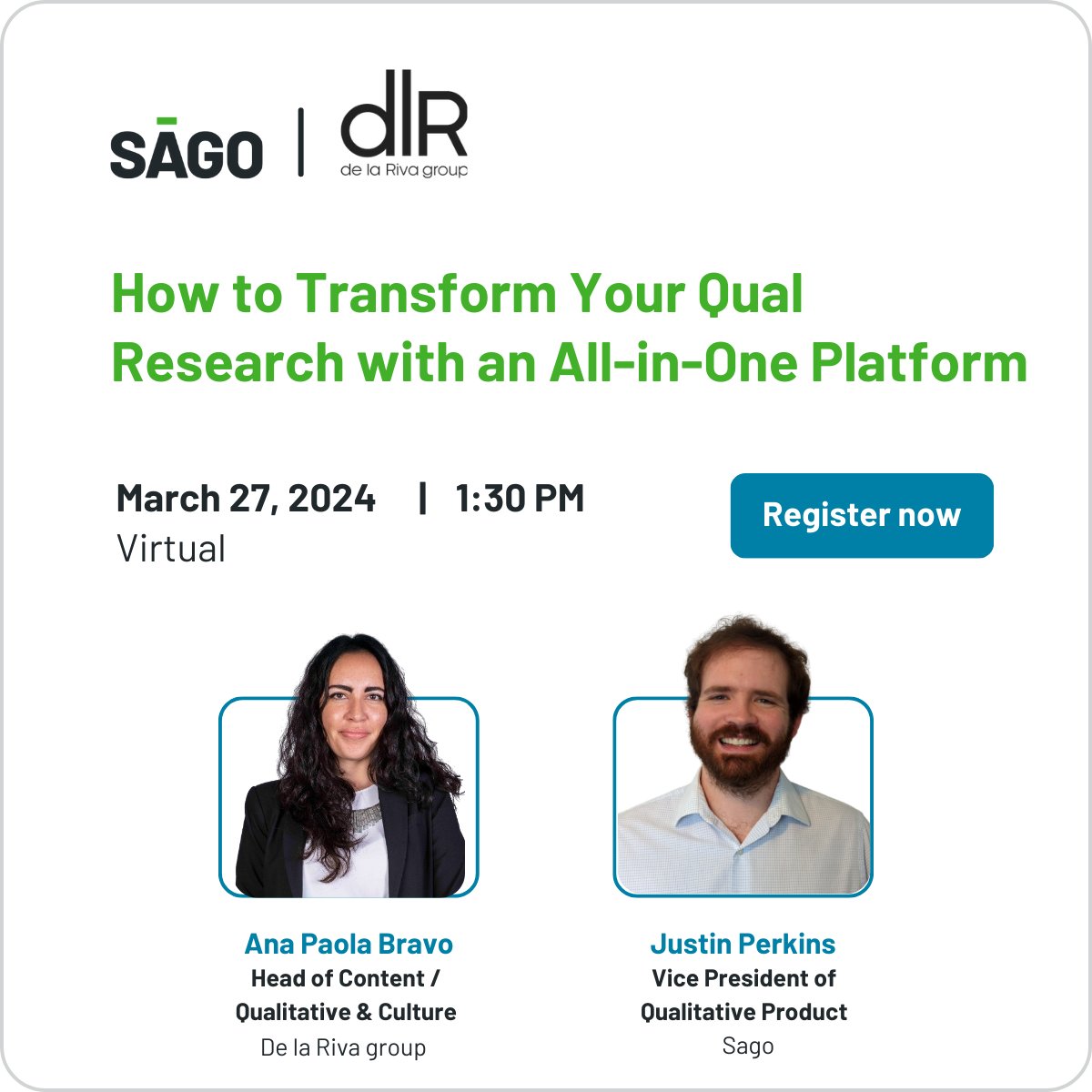 Join us next week as we sit down with Ana Paola Bravo (De La Riva) &amp; @Justin Perkins (Sago) to discuss how @De La Riva Group reinvented its qual research process with QualBoard.

Register now: bit.ly/4hkhRMP