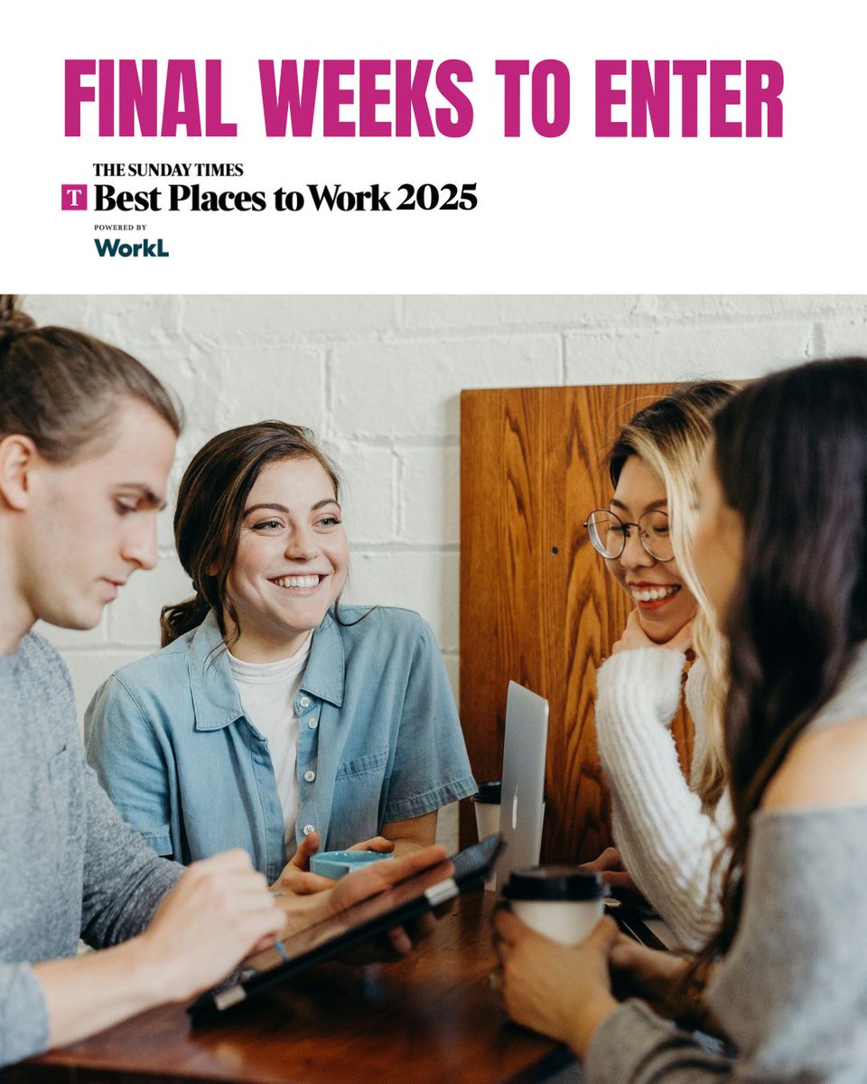 This is the FINAL CHANCE to enter The Sunday Times Best Places to Work 2025, powered by WorkL.

Why enter?

🌟 Attract top talent
🌟 Validate your workplace culture
⭐ National recognition in print and online

Entries close 31st March 2025. Enter Here: workl.com/business/workp…