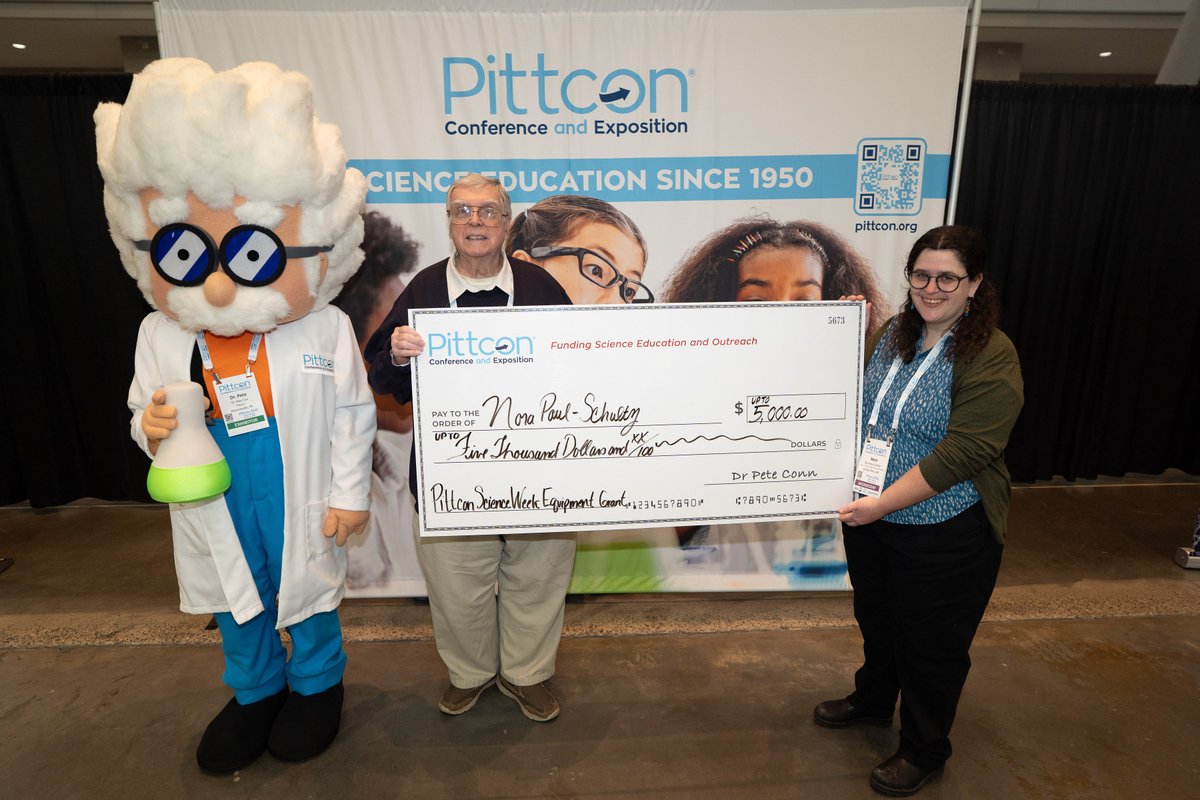 Pittcon's tweet photo. Thank You, Pittcon Community! 💙 
We're proud to donate $2,500 to support students in their scientific journeys! 📚🔬 Your participation fuels our mission of advancing science through education.
 #Pittcon #ScienceForAll #STEMEducation #ThankYou https://t.co/jp0gyW1y69