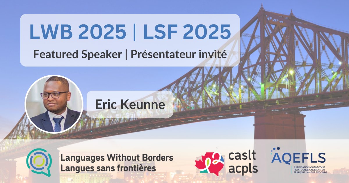 CASLT ACPLS (@caslt_acpls) on Twitter photo En tant que directeur adjoint au <a href="/CSViamonde/">CS Viamonde</a> et professeur de FLS à <a href="/brockueducation/">Brock Education</a>, <a href="/EricKeunne/">Eric Keunne</a> excelle dans le développement de programmes d’études et les pratiques pédagogiques inclusives.
Plus sur les présentateurs(-trices) invité(e)s à #LWB2025LSF : caslt.org/fr/evenement/l… En tant que directeur adjoint au <a href="/CSViamonde/">CS Viamonde</a> et professeur de FLS à <a href="/brockueducation/">Brock Education</a>, <a href="/EricKeunne/">Eric Keunne</a> excelle dans le développement de programmes d’études et les pratiques pédagogiques inclusives.
Plus sur les présentateurs(-trices) invité(e)s à #LWB2025LSF : caslt.org/fr/evenement/l…