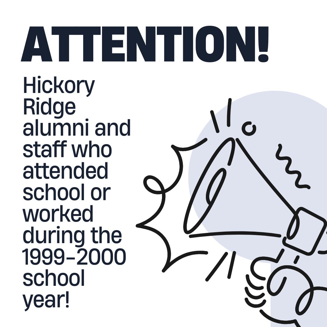 Did you attend /work at Hickory Ridge during the 1999-2000 school year? WE WANT YOU! Join us on 5/21 @ 10:30 AM as we unpack the time capsule YOU created 25 years ago. Contact Jamie Bailey at jamiebailey@bcsoh.org by 5/1 to participate. More info ⤵️

ow.ly/iw4450VkChH