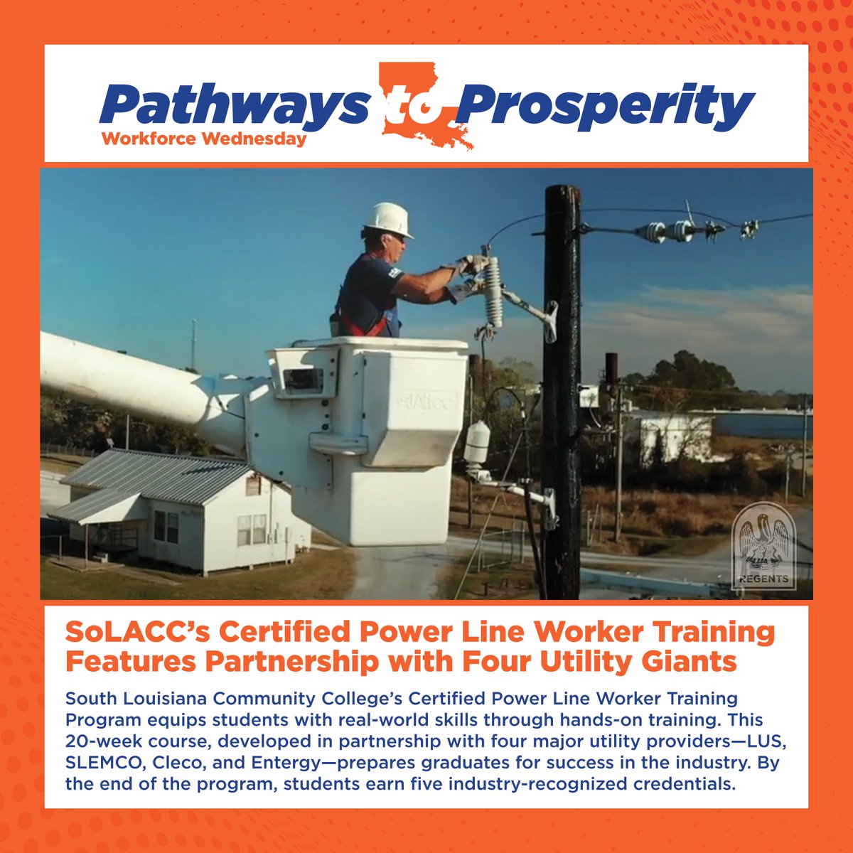 LA_Regents's tweet photo. ⚡ Powering Up Futures ⚡
@solaccofficial's Certified Power Line Program gives students real-world experience to jump-start their careers.
In this 20-week course, students earn five industry credentials, making them job-ready from day one!
#LaProspers #Pathways2Prosperity https://t.co/rH4I1BU9Hn