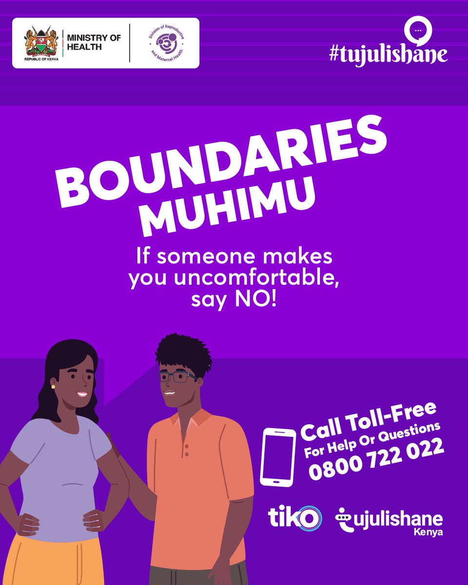 Spot the RED FLAGS 🚩 

Boundaries ni muhimu

If someone makes you uncomfortable, say No!

Be the voice of reason!

Together, we can #EndSGBV