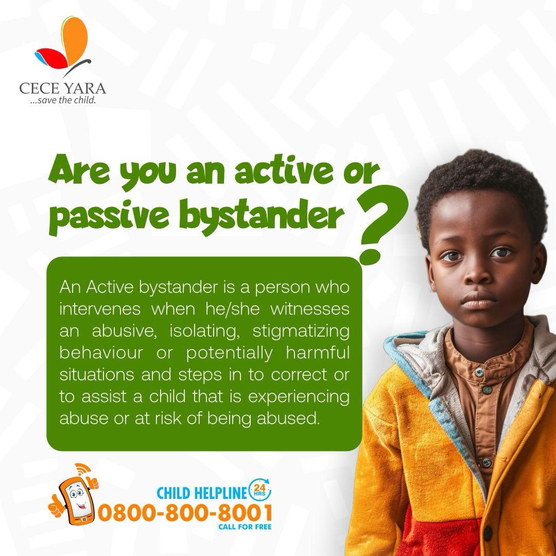 cece_yara's tweet image. The silence of a bystander can be deafening in the face of child abuse. When you see a child being hurt and you do nothing, you become part of the problem.A bystander’s intervention, even in the smallest way, can disrupt the cycle of abuse and offer a lifeline to a child in need.