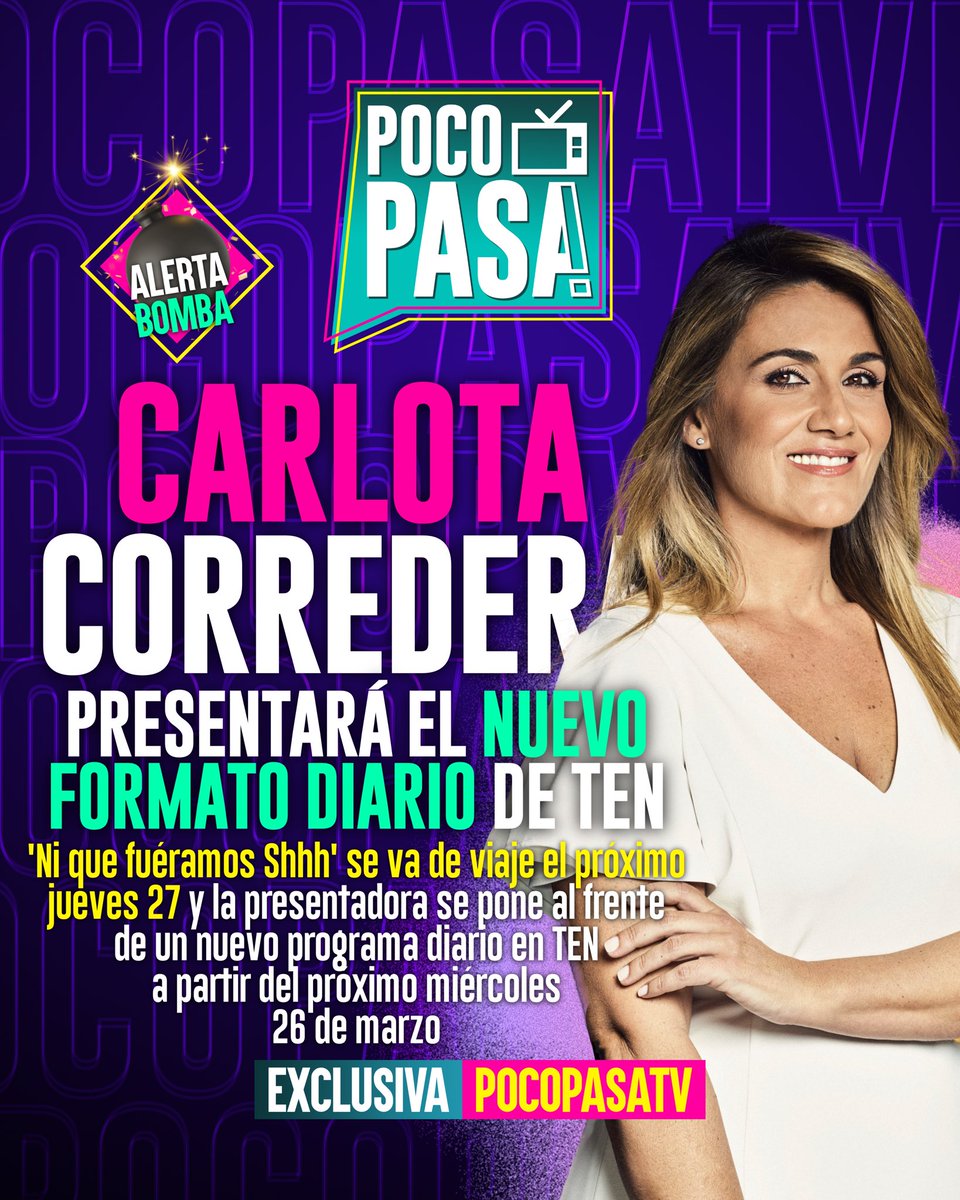 EXCLUSIVA | Carlota Corredera (<a href="/CarlotaLlauger/">Carlota Corredera</a>) regresa a la televisión presentando el nuevo formato diario que prepara TEN con <a href="/laosatv/">LA OSA</a> y que llegará el próximo miércoles 26 de marzo a la parrilla del canal. #NQFS19M dice adiós para siempre el próximo jueves 27.
