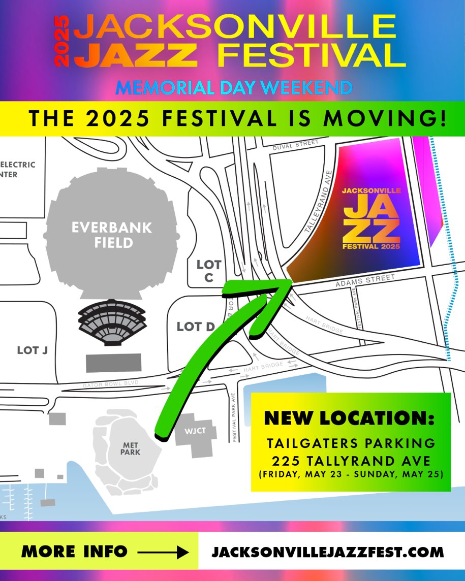 🚨 BIG NEWS! 🚨 

The 2025 Jax Jazz Fest lineup is HERE! 🎷🔥 Get ready for jazz legends &amp; genre-blending artists rocking Jacksonville this Memorial Day Weekend!

📍 To make room for an even bigger crowd, we’re moving to Tailgaters Parking!

 ⬇️ Who are you most excited to see?
