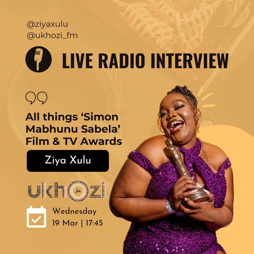 ZiyaXulu's tweet photo. Tune into UkhoziFM at 17:45, we are talking all things @FilmInKZN Simon SABELA Awards 2025 🏆 https://t.co/OUWG5OjGAn