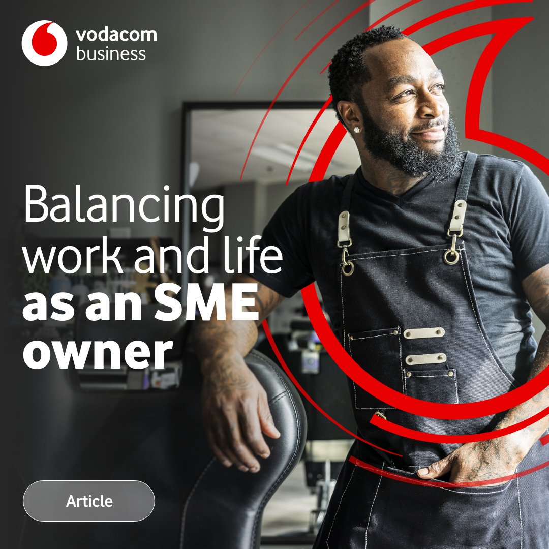 Vodacom's tweet image. With the right strategies - like smart scheduling, setting boundaries, and learning to say &apos;no&apos; - you can succeed at work and still enjoy life.💆‍♀️💆‍♂️ 

Check out or tips on finding that work/life balance  on our #BusinessBlogs: spkl.io/6015fshdZ

#VodacomBusiness #TurnToUs