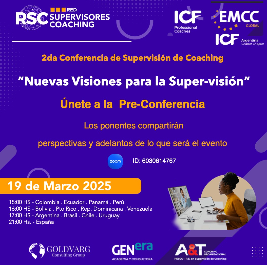 AyTCoaching's tweet photo. Pre-Conferencia "Nuevas Visiones para la Super-visión"
Invitamos a escuchar ponentes que compartirán perspectivas y adelantos de lo que será este gran evento: 2da Conferencia de Supervisión de Coaching,
 Fecha: 19 de marzo
Vía Zoom (ID: 6030614767)
https://t.co/NLnkK22s4G https://t.co/EK9uPslZkr