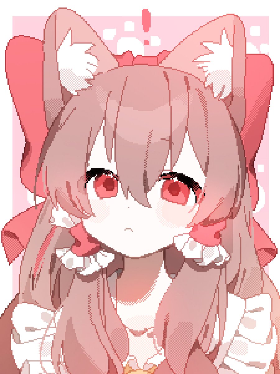 #深夜の真剣お絵描き60分一本勝負 #pixelart 
ねこ霊夢