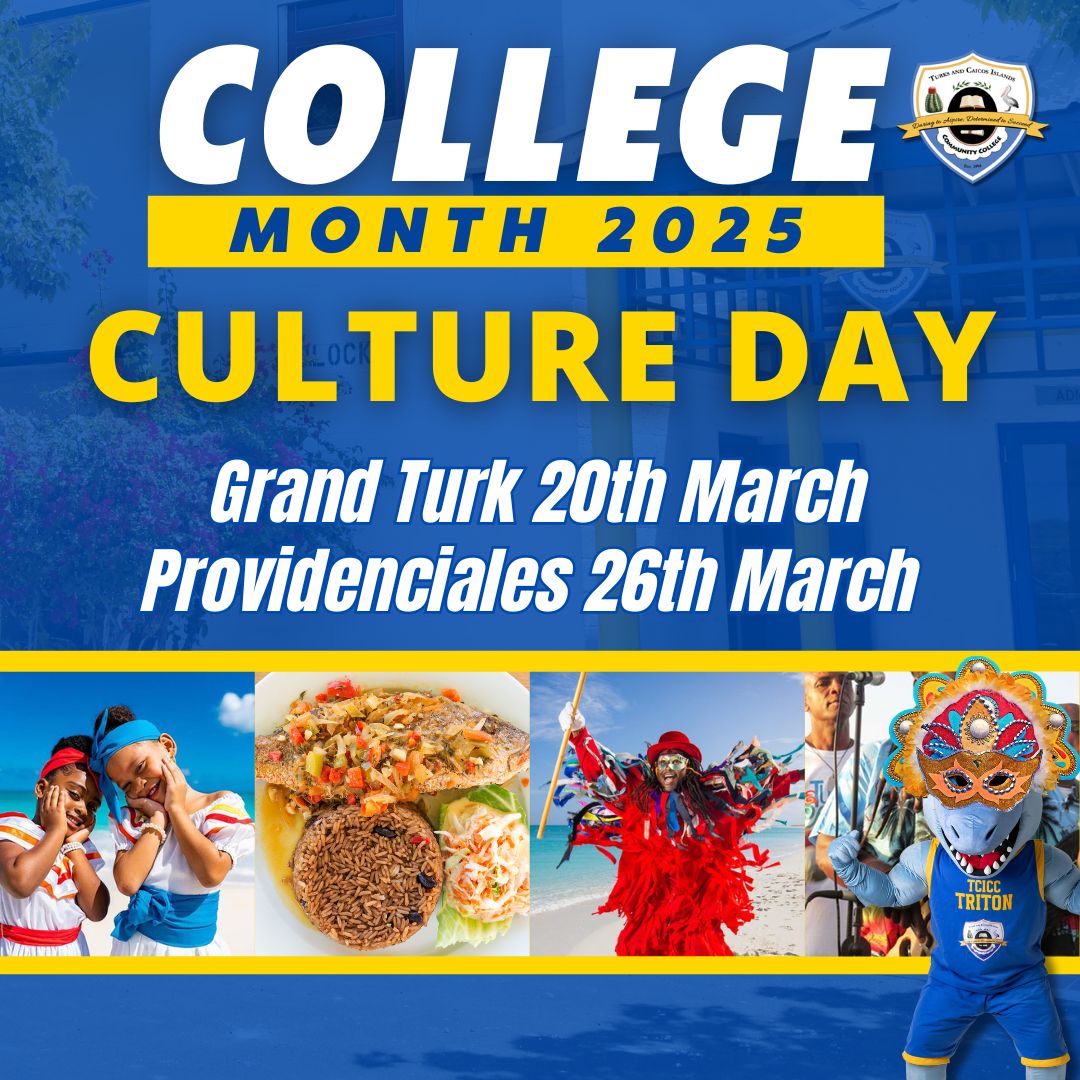 Celebrate the diversity and heritage of the Turks and Caicos at TCICC Culture Day! Join us for music, food, and fun as we honour our rich history and traditions. See you there! 
#TCICCCultureDay #TCICC #communitycollege #TCICCcollegemonth #TCICCCelebrates30 #turksandcaicos