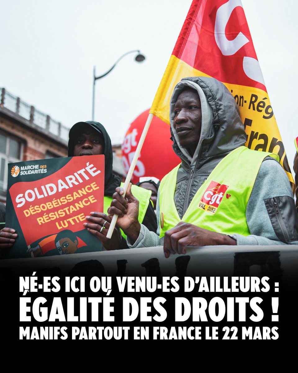 lacgtcommunique's tweet photo. 🤝 Né·es ici ou venu·es d’ailleurs : uni·es contre le racisme !

Appel de la CGT à manifester le 22 mars à l'occasion de la Journée internationale pour l’élimination de la discrimination raciale.

🔗 https://t.co/nTEEb0D0dU