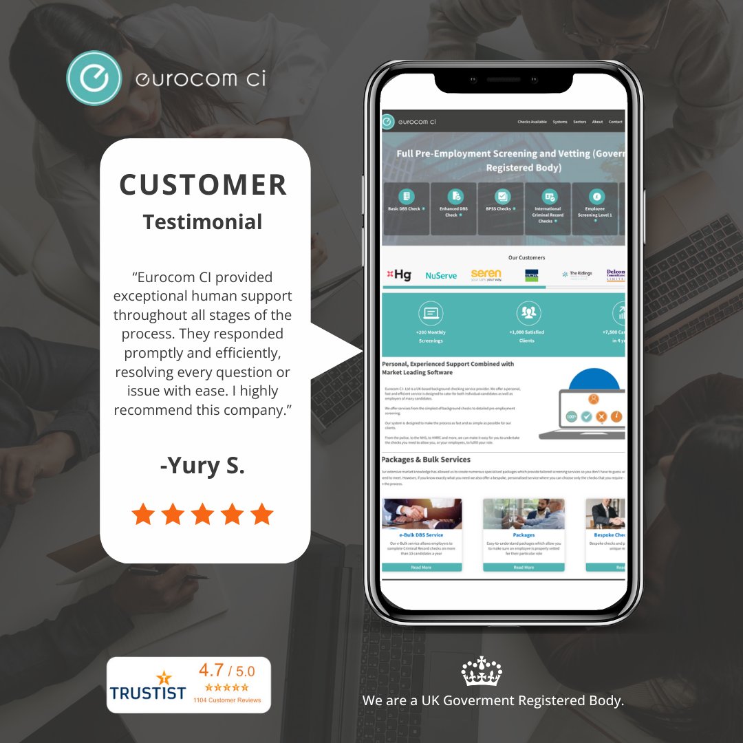 Reliable. Responsive. Efficient. That’s what sets us apart.

Another happy client, another success story!

Visit tinyurl.com/y7t2z5bc. to learn more.

#Testimonial #CustomerSuccess #HR #Hiring #BackgroundChecks