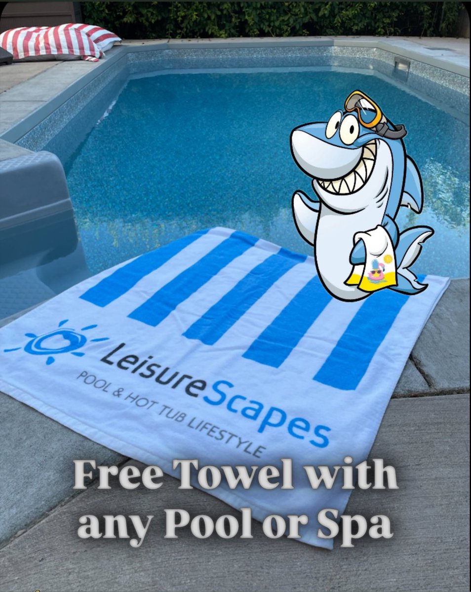 VantagePools's tweet image. Marco the Shark is giving away a free towel with the purchase of any pool or hot tub! Get yours at Vantage LeisureScapes in Langley while supplies last. 

#hottubs #poolkit #marcotheshark #leisurescapes #langleybc #poolstore #marcopromo