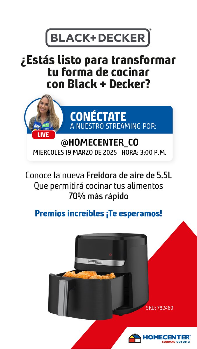 Homecenter_co's tweet image. 💥¡Levanta la mano si quieres participar por premios increíbles de Black + Decker! Te esperamos en Instagram. bit.ly/3FzgEUR 👨🏼‍🍳👩🏻‍🍳. 
#Homecenter #Cocina #BlackDecker