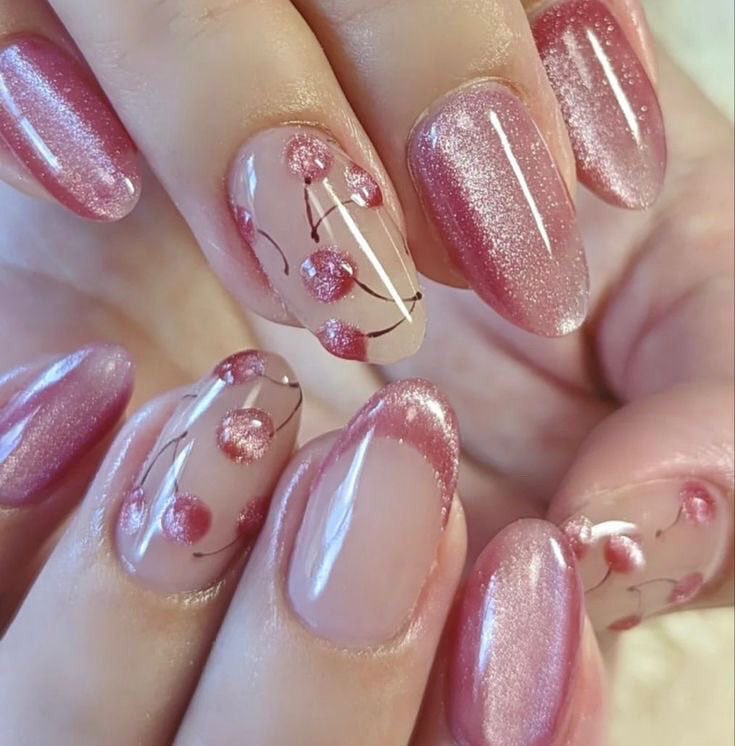 fairyprxncess's tweet image. pink cherry nails 🍒