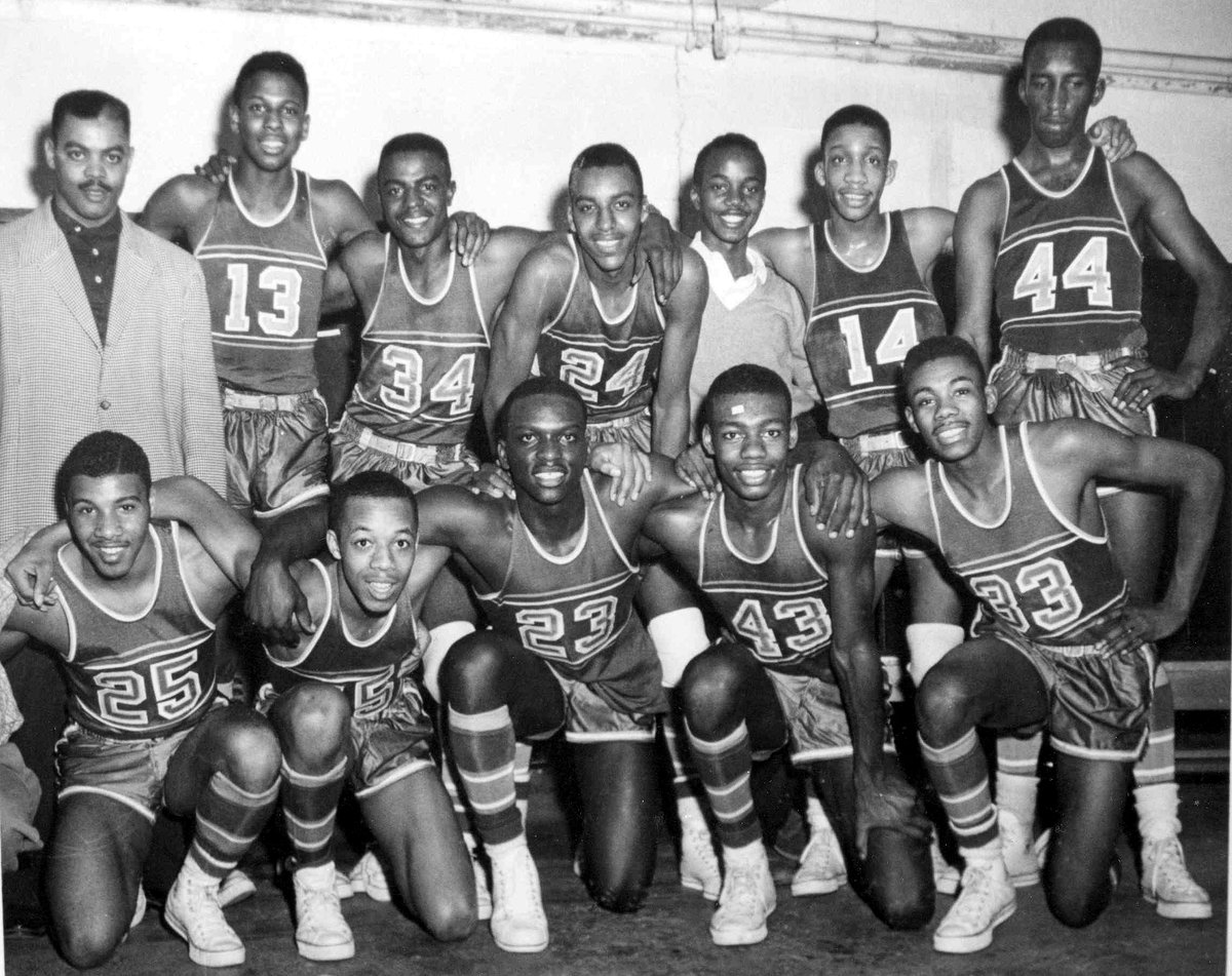 IHSAA1's tweet photo. DYK....70 Years Ago Today (March 19, 1955)

Indianapolis Crispus Attucks, coached by Ray Crowe and led on the floor by Oscar Robertson, becomes the first African-American school to win the #IHSAA state tournament with a 97-74 victory over Gary Roosevelt!
🏆🏀🟩🟨 @Attucks_Sports 

📽️ https://t.co/2jAqbFV4vq

📖 https://t.co/iyoDVSGywB

📈 https://t.co/0jYZB9EifP