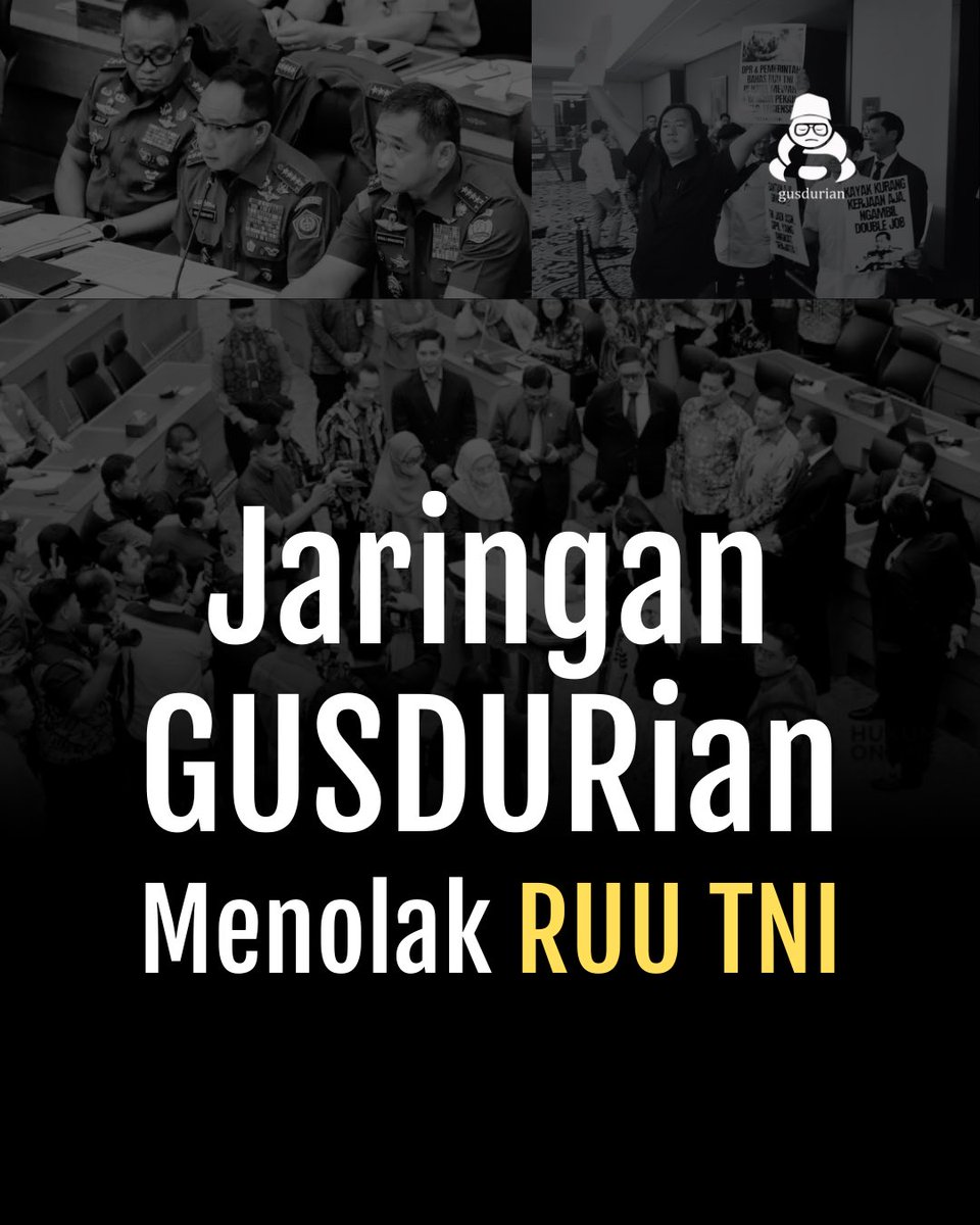 GUSDURians's tweet photo. Jaringan GUSDURian Menolak RUU TNI

https://t.co/lkqxvLl6Ww

#TolakRUUTNI https://t.co/fhiQjQM4oX