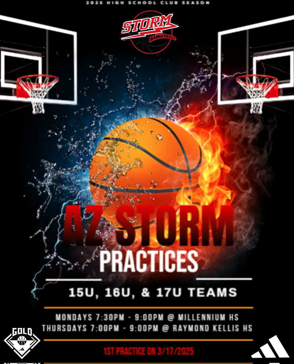 AzStormCamacho's tweet image. AZ STORM 17U have 1 roster spot available for an experienced and strong player to compete on the 3 Stripes Gold Basketball Circuit this club  season. Please DM the AZ STORM here so we can have you and your parent(s) attend tomorrow&apos;s practice as a &quot;tryout&quot; at Kellis HS at 7pm.