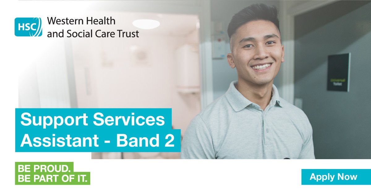 The <a href="/WesternHSCTrust/">Western Trust</a> are looking for Support Services Assistants (Band 2) to join a waiting list for any permanent, temporary, full-time, part-time positions that may arise in Omagh and the surrounding areas.

Join the waiting list: hubs.ly/Q03cwF5k0

#HSCjobs #NHSjobs