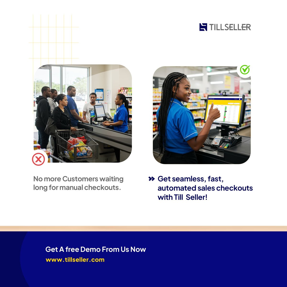 till_seller's tweet image. ⏳ Customers waiting in line while you manually process payments? That’s a recipe for frustration!
💨 Till Seller speeds up checkout with automatic transactions, real-time inventory updates, and seamless payment processing. Plus, you can hold a customer’s checkout if they're…