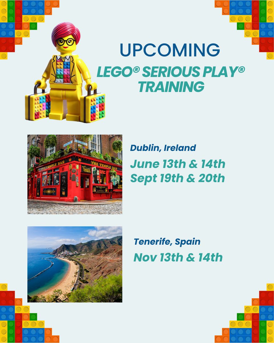 My LEGO® SERIOUS PLAY® session in Dublin at the end of the month is now fully booked! 🎉 But don’t worry—plenty more opportunities are coming up worldwide! 🌍

📅 Book your spot now before they fill up! 👉 miriamodonoghue.com/calendar-of-co…

#LEGOSeriousPlay #FacilitatorTraining