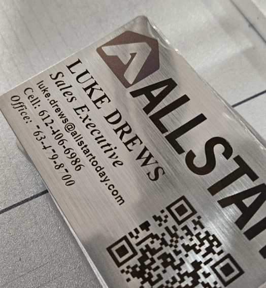 🔥 Laser612’s MOPA annealed these stainless steel business cards for All Star Construction—sleek, durable, Minnesota-made. Want your cards to shine? DM me! #Laser612 #AnnealingEngraving #MNBusiness laser612.com