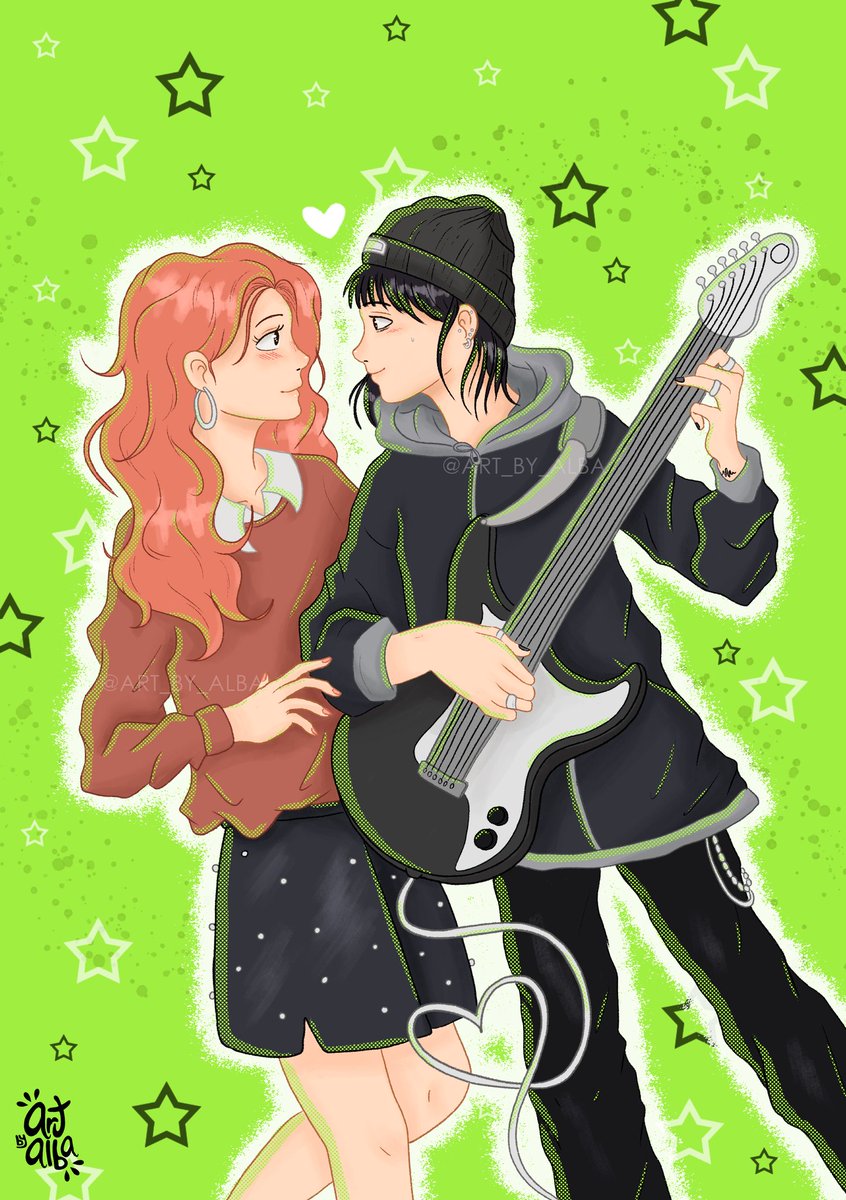 art_by_alba's tweet photo. THE GIRLFRIENDS 💚🎵
#tgswiiwagaa #greenyuri #yuriverde #theguyshewasinterestedinwasntaguyatall #greenyurifanart #mitsuaya https://t.co/vGa5CEUSlv