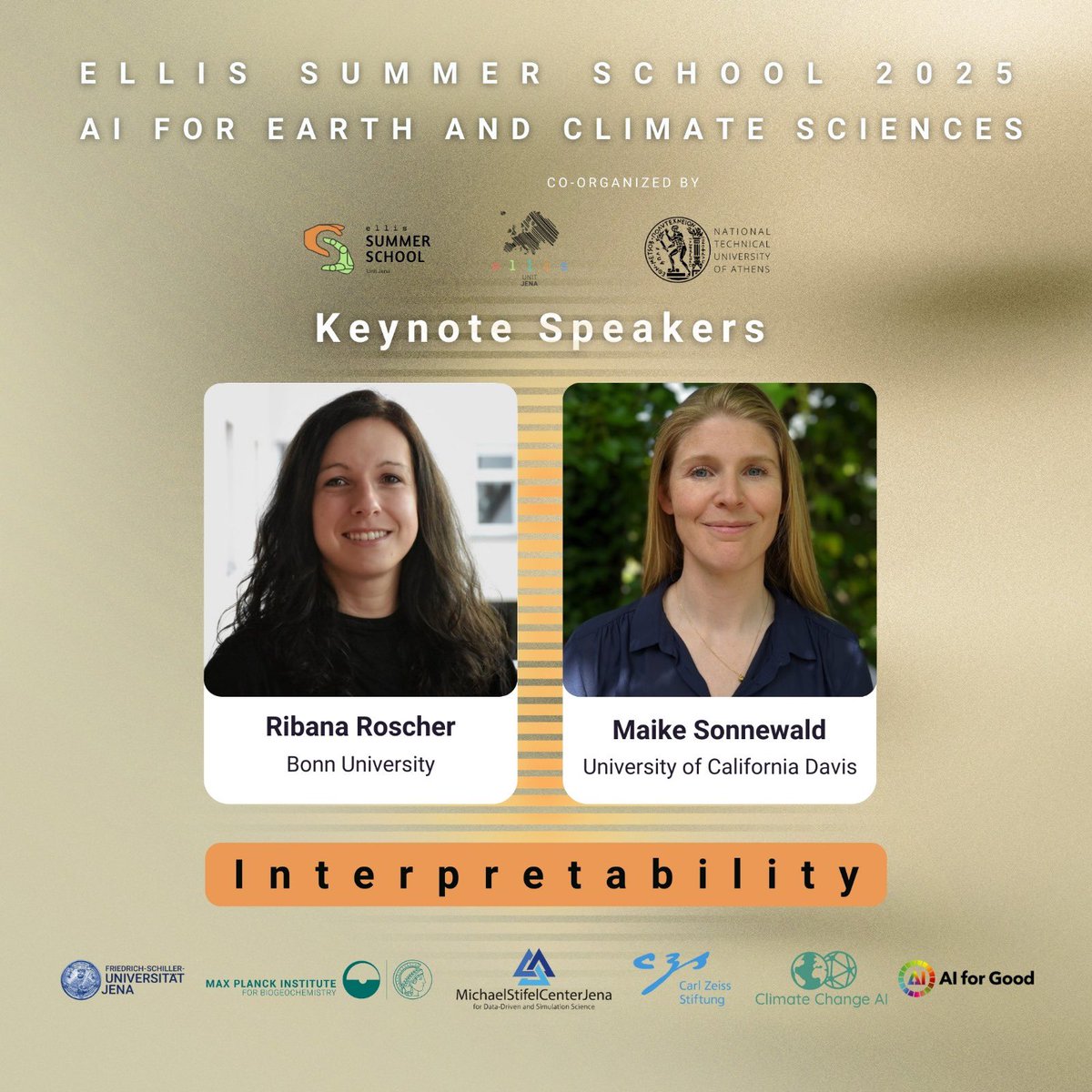 ELLIS Unit Jena (@ellis_unit_jena) on Twitter photo 🌍 ELLIS Summer School 2025 on AI for Earth and Climate Sciences!
Key topic 2 of 4: Interpretability
👩🎓 Keynote Speakers:
🔹 <a href="/RibanaRoscher/">Ribana Roscher</a> (<a href="/UniBonn/">Rheinische Friedrich-Wilhelms-Universität Bonn</a>)
🔹 Maike Sonnewald (<a href="/ucdavis/">UC Davis</a>)
🔗 ellis-jena.eu/summer-school-…
📝 Apply by March 31
📆 Sept 1-5, 2025 🌍 ELLIS Summer School 2025 on AI for Earth and Climate Sciences!
Key topic 2 of 4: Interpretability
👩🎓 Keynote Speakers:
🔹 <a href="/RibanaRoscher/">Ribana Roscher</a> (<a href="/UniBonn/">Rheinische Friedrich-Wilhelms-Universität Bonn</a>)
🔹 Maike Sonnewald (<a href="/ucdavis/">UC Davis</a>)
🔗 ellis-jena.eu/summer-school-…
📝 Apply by March 31
📆 Sept 1-5, 2025