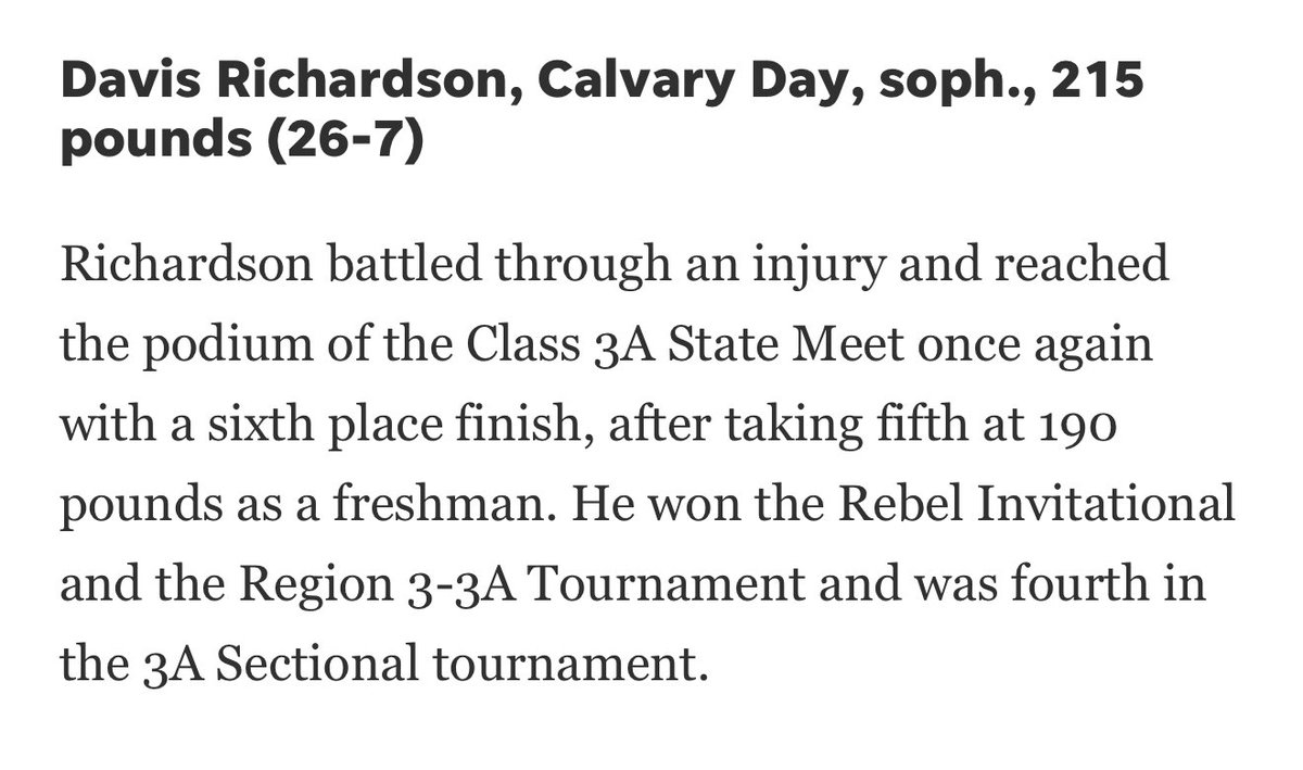 grey_rich08's tweet photo. Honored to be on the list as one of All-Greater Savannah’s 1st Team Wrestlers this year. https://t.co/4T0ooI1hxJ