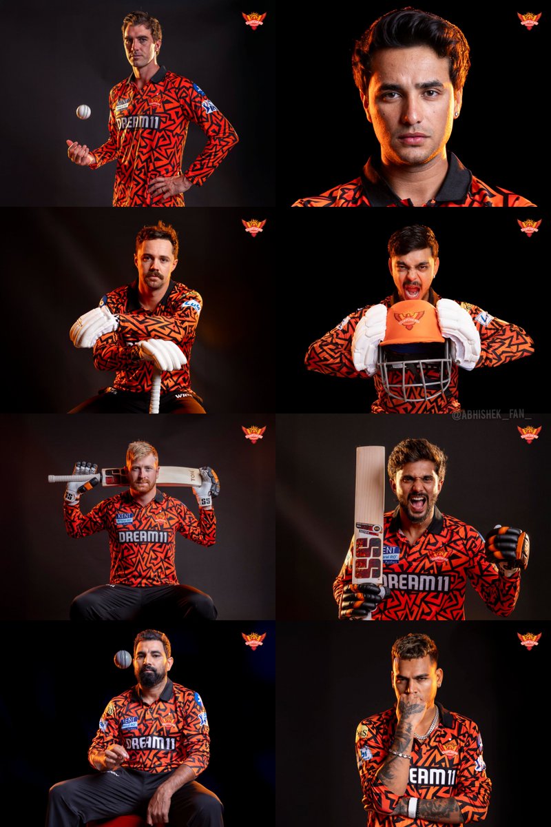 Abhishek_Fan_'s tweet photo. SRH Powerhouse Lineup Shines in 2025 IPL Photoshoot
Cummins, Abhishek, Head, Ishan, Klaasen, Nitish, Shami, Chahar. 🔥

#PatCummims | #AbhishekSharma | #TravisHead | #IshanKishan | #NitishKumarReddy | #HeinrichKlaasen | #mohammadshami | #RahulChahar | @MdShami11 https://t.co/QRe8JlWq6r