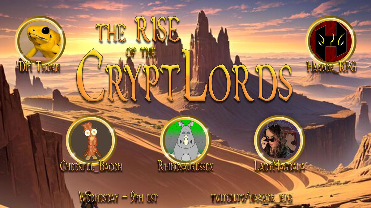 Necromancers robbing libraries and the teams on the case.
Rise of the Crypt Lords #campaign playing #dungeonsanddragons #dnd5e #RPG #ttrpgcommunity #dice #game #DnD
Join us for #episode 6 on twitch.tv/haavok_rpg Wednesdays @ 9p est
