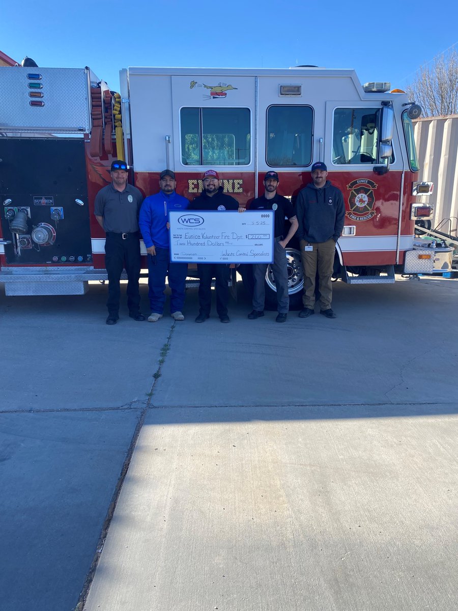 WCS_Texas's tweet photo. Supporting those who keep us safe! 

WCS is proud to give back to our local heroes with donations to the Andrews Volunteer Fire Department, Eunice Fire and Rescue, and Andrews County LEPC.   Your dedication and service mean everything to our community.

Thank you. https://t.co/G4omHHbGeg