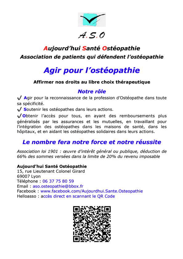 PatientsOsteos's tweet image. Usagers de l'ostéopathie, saviez-vous qu'il existe une association de patients pour défendre l'ostéopathie ?
#Osteopathiepourtous
helloasso.com/associations/a…
