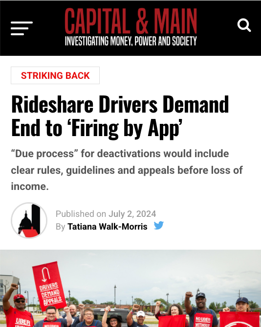 powerswitchact's tweet photo. All across the country, Uber drivers are uniting to win safe, stable, and fair jobs.

One of the most widespread issues they face is getting “deactivated”—when Uber locks drivers out of the app, often without notice, explanation or a meaningful way to appeal.

Sound familiar? https://t.co/H4cjl0iQSl