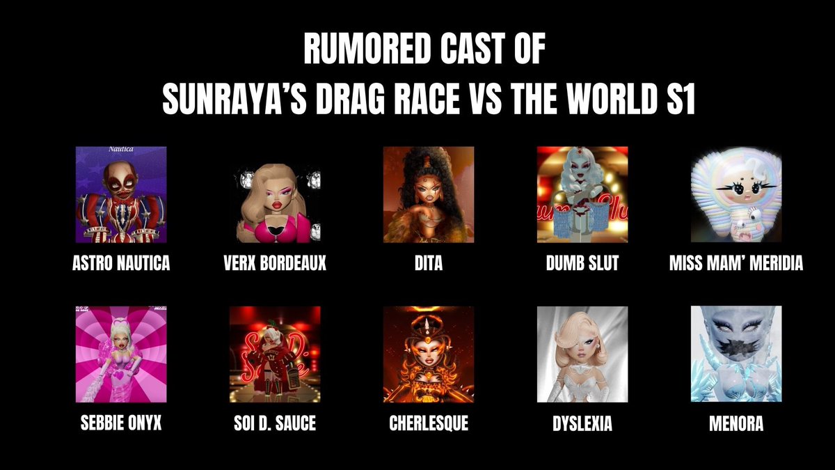 Rumored Cast Of Sunraya’s Drag Race VS The World Season 1 .💄

#SDRTV #SDRVSTW