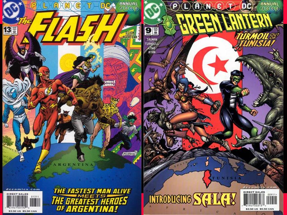 DavesComicHero's tweet photo. It's #WorldlyWednesday again, this time with the Flash and Green Lantern meeting the Super Malon (including Salamanca) and Sala. #GlobalComicsMonth https://t.co/RAghFdqOS6 https://t.co/Ob2ZYKcSly