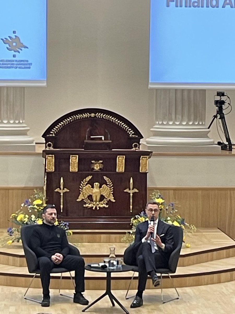 Presidents Stubb and Zelensky at the University of Helsinki. President Zelensky: “Ukraine is not alone. Russia is alone - it is the aggressor.”
