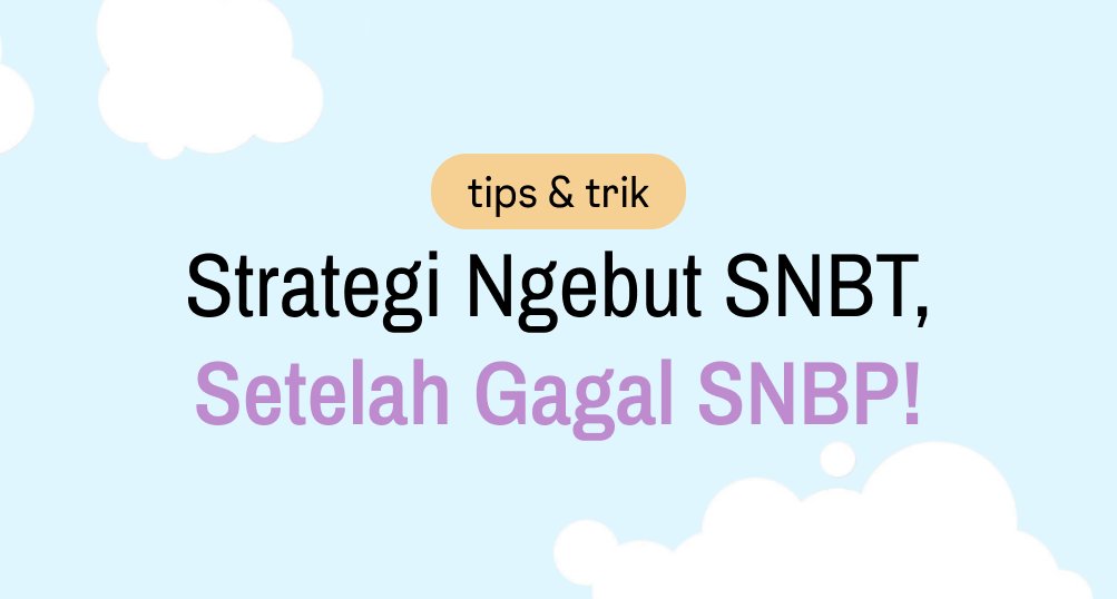 Muv on yok! Strategi Ngebut SNBT, Setelah Gagal SNBP🩷

Gagal SNBP? Gasskeun SNBT. Ini bukan waktunya galau atau bandingin diri sama orang lain. Fokus ke depan, karena SNBT sudah didepan mata dan jadi prioritas targetmu kedepan sebab kuotanya besar (s.d 40%).

👇 A thread