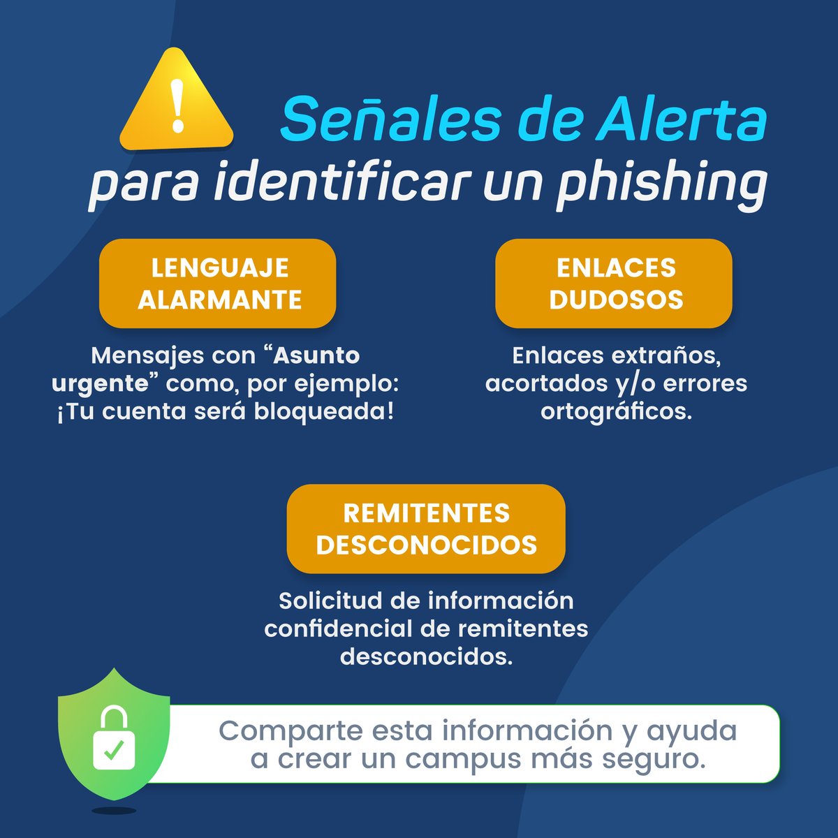 DTIUdeC's tweet photo. ¡Aprende a identificar los phishings!

Es importante que los reconozcas, ya que de esta manera podemos ayudar a evitar que este ciberataque se difunda. ¿Cómo lo hace? A través de los usuarios que caen en estos correos fraudulentos 👾 https://t.co/1yBN0YBjef