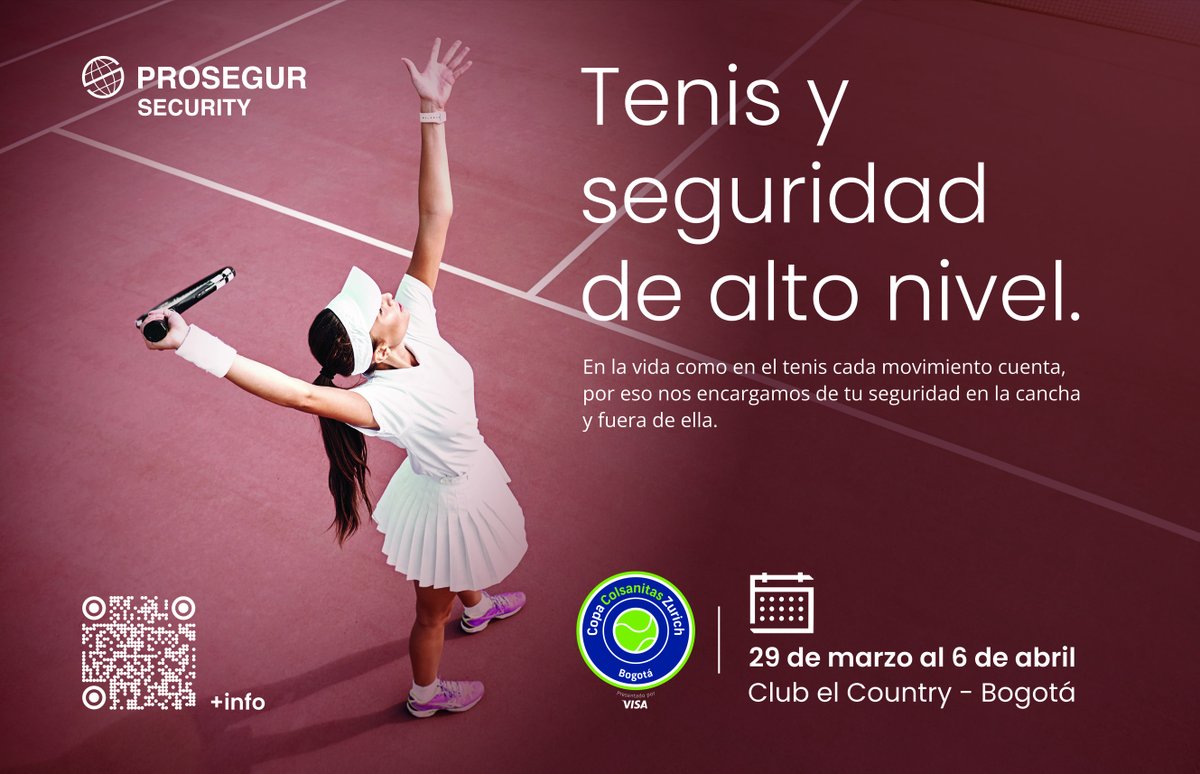 ProsegurGlobal's tweet image. ¡La Copa Colsanitas Zurich WTA 250 está a punto de comenzar!

Desde Prosegur Security, garantizamos un entorno seguro para que jugadoras y espectadores disfruten al máximo.

📍 Club El Country, Bogotá | 📆 29 marzo - 6 abril

#copacolsanitaszurich #ProsegurSecurity