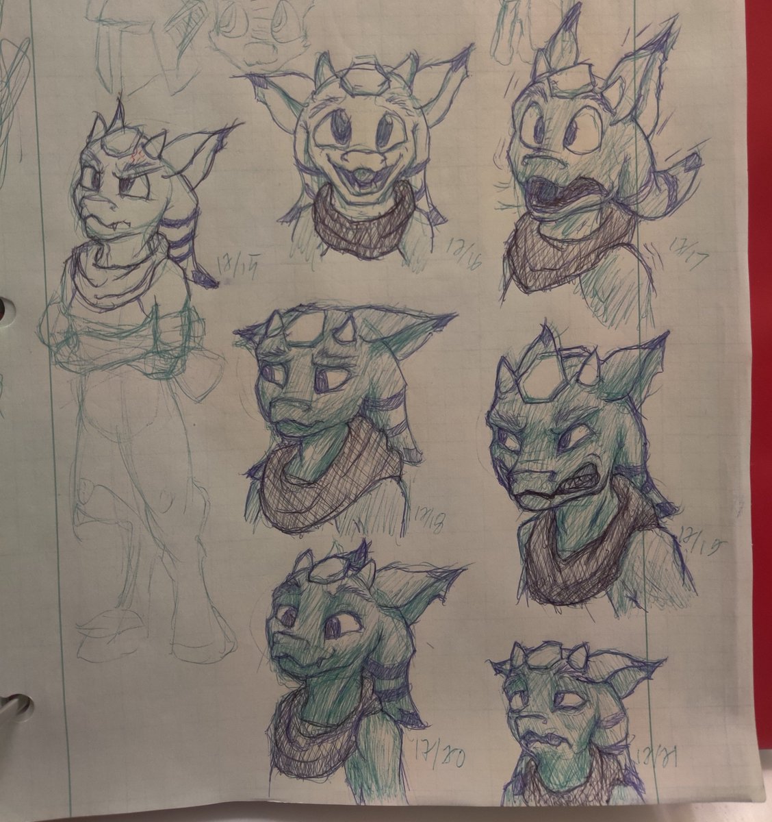 KippsCorner's tweet photo. Another expression sheet for Navilla from the backlog. Drawing with pen means any mistake is permanent, but some can be worked around. https://t.co/vYF3cH0CDQ