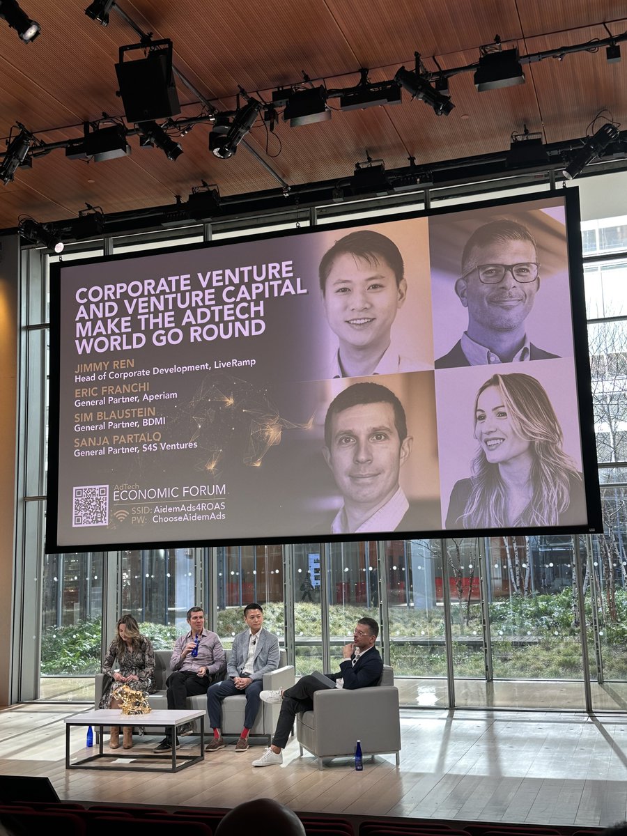 Scrilla100's tweet photo. Corp ventures panel is off to a self congratulatory start, but that's okay. These people are writing checks and they've done well. #atef #adtecheconforum @ericfranchi @triscari https://t.co/qeQxJz7g3u