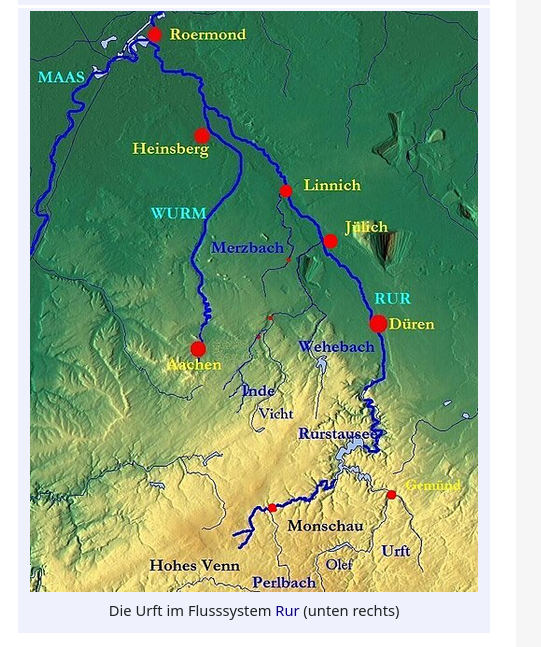 LGcommaI's tweet photo. Die #Urft ist ein ~50km langer, rechter Nebenfluss der Rur im nordrhein-westfälischen Kreis #Euskirchen. In der Gemeinde Kall gibt es die Ortschaft Urft, die die Urft durchfließt. Quelle in der Nordeifel bei Schmidtheim.
Flussschema:
Urft→ Rur→ Maas→ Hollands Diep→ Nordsee https://t.co/Pnz9Z8qesI