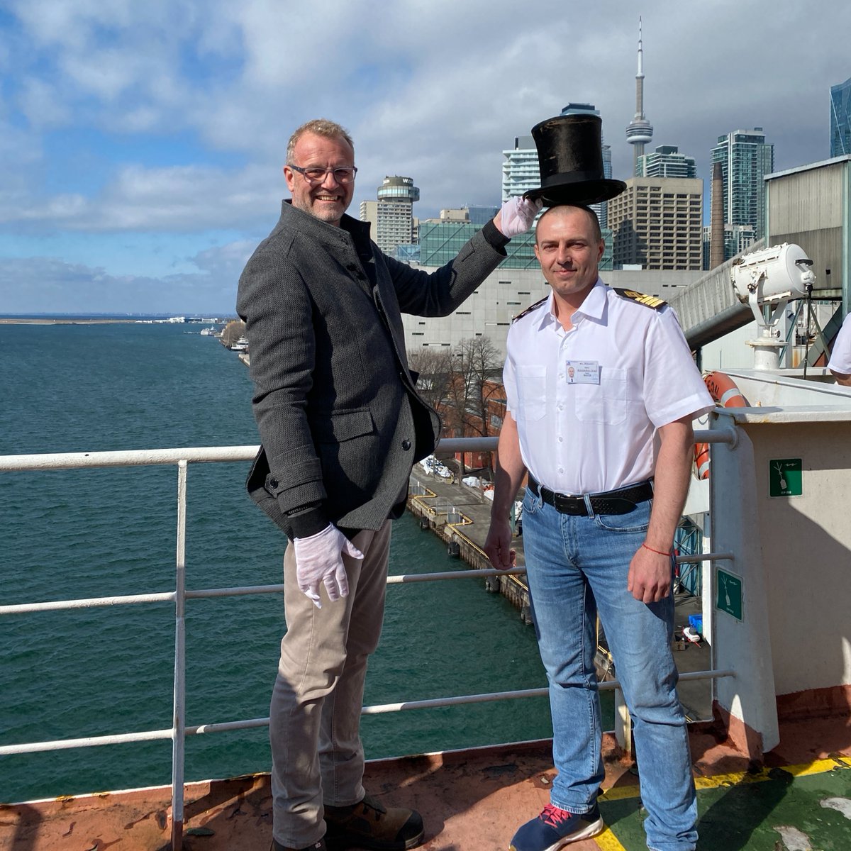 With the St. Lawrence Seaway opening later this week, we’re eagerly anticipating the arrival of our first ocean-going vessel of the year at the <a href="/PortofToronto/">Port of Toronto</a>! Which means its almost time for the Annual Top Hat Ceremony. 🚢 🎩

📸 Pictured: <a href="/PortsToronto/">PortsToronto</a> President &amp; CEO