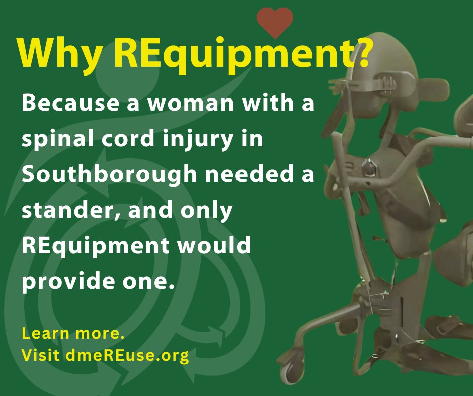 dme_reuse's tweet image. REquipment&apos;s devices are free to MA residents. Delivery is $20. Visit dmeREuse.org
#WhyREquipmentWednesday #DurableMedicalEquipment #AssistiveTechnology #Reuse #Massachusetts #SaveThePlanet #A11y #InclusionMatters #Children #Families #Caregiver #Seniors #Veterans
