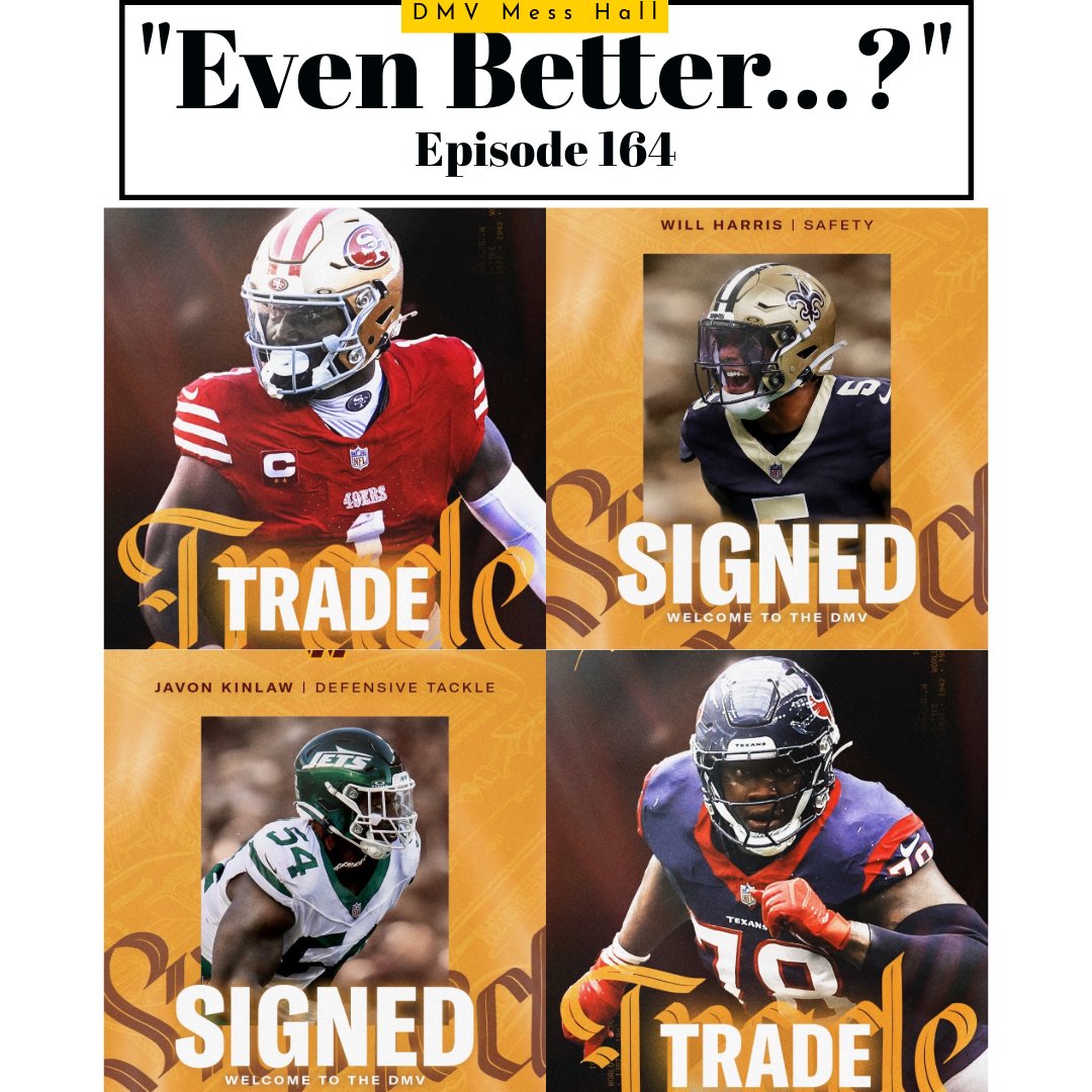 DMV Mess Hall (@dmvmesshall) on Twitter photo Are the #Commanders an even stronger team with their latest roster additions? <a href="/RallyCaptain/">Rally Captain</a> and <a href="/TailgateTed/">Tailgate Ted</a> share their thoughts and react to CBS Sports’ grade for Adam Peters on the latest <a href="/DMVMessHall/">DMV Mess Hall</a>
#RaiseHail
🎧- spotifycreators-web.app.link/e/5JgcGxTMRRb
📺- youtu.be/h0uELQndaiA Are the #Commanders an even stronger team with their latest roster additions? <a href="/RallyCaptain/">Rally Captain</a> and <a href="/TailgateTed/">Tailgate Ted</a> share their thoughts and react to CBS Sports’ grade for Adam Peters on the latest <a href="/DMVMessHall/">DMV Mess Hall</a>
#RaiseHail
🎧- spotifycreators-web.app.link/e/5JgcGxTMRRb
📺- youtu.be/h0uELQndaiA