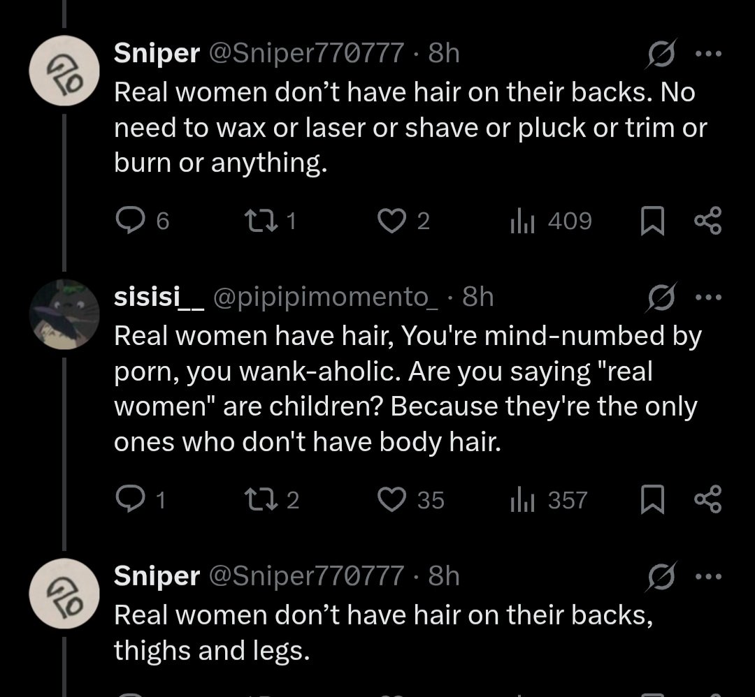 DoomScroling's tweet photo. Fun fact: there's an entire industry dedicated to hair removal because women do infact..........have hair on our bodies.

Body hair is normal and there's absolutely nothing wrong with someone choosing to remove body hair or to not remove body hair. https://t.co/VfO1vK6wiN