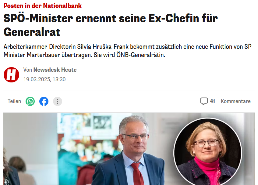 Bitte was ist ihre Qualifikation für den OeNB-Generalrat? 🤷‍♂️

Kein wirtschaftswissenschaftliches Studium und keine ökonomische Berufserfahrung in Banken &amp; Co.

Beinharter Postenschacher, weil man sich aus der knallroten AK kennt.